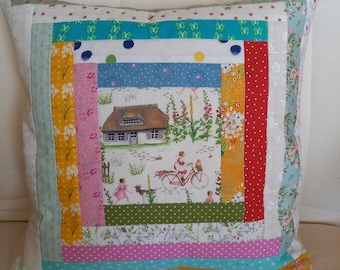 Dekokissen Kissen Patchwork Log Cabin  38 x 38 cm