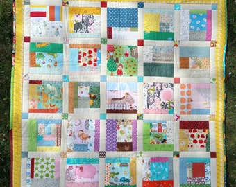 Babyquilt 96 x 96 cm und Kissen Patchwork 40 x 40 cm