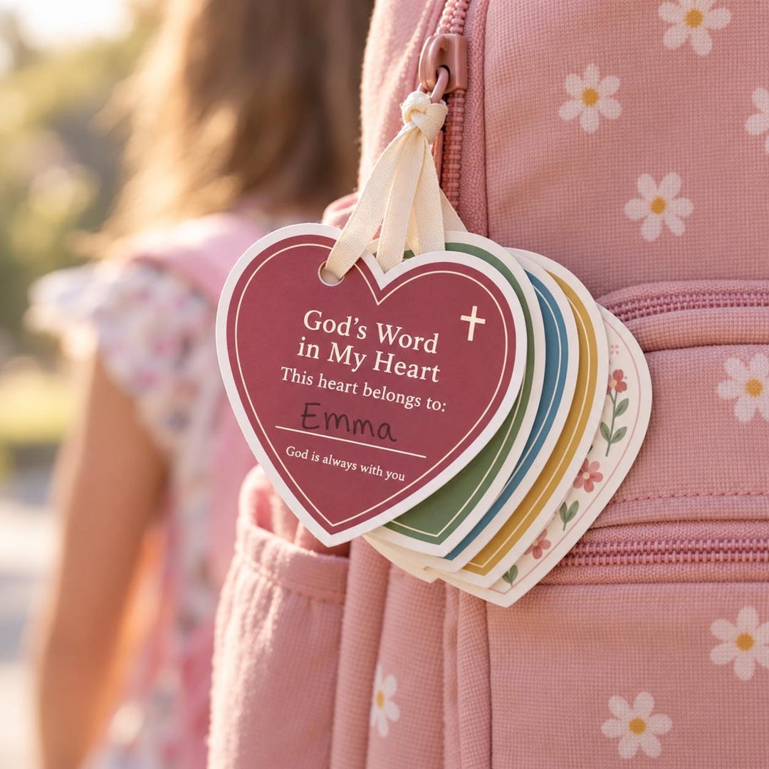 Bible Verse Cards for Kids Printable, Scripture Memory Hearts ...