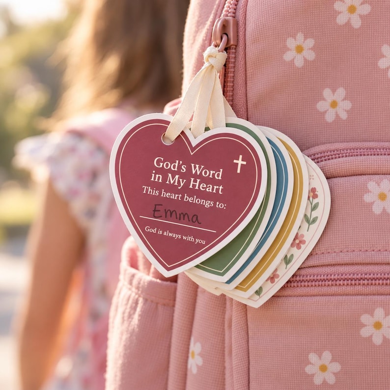 Bible Verse Cards for Kids Printable, Scripture Memory Hearts ...