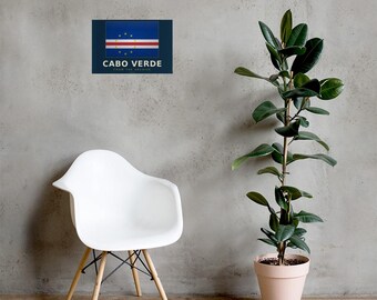 Cabo Verde Football | National Pride Art Print | The ARCHV Cape Verde Illustrated Flag Wall Art | Minimalist Soccer Decor
