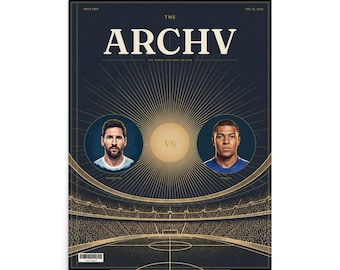 Lusail 2022 Football Final Poster, Illustrated Magazine Cover Print, Vintage Style Soccer Wall Art, Football Gift