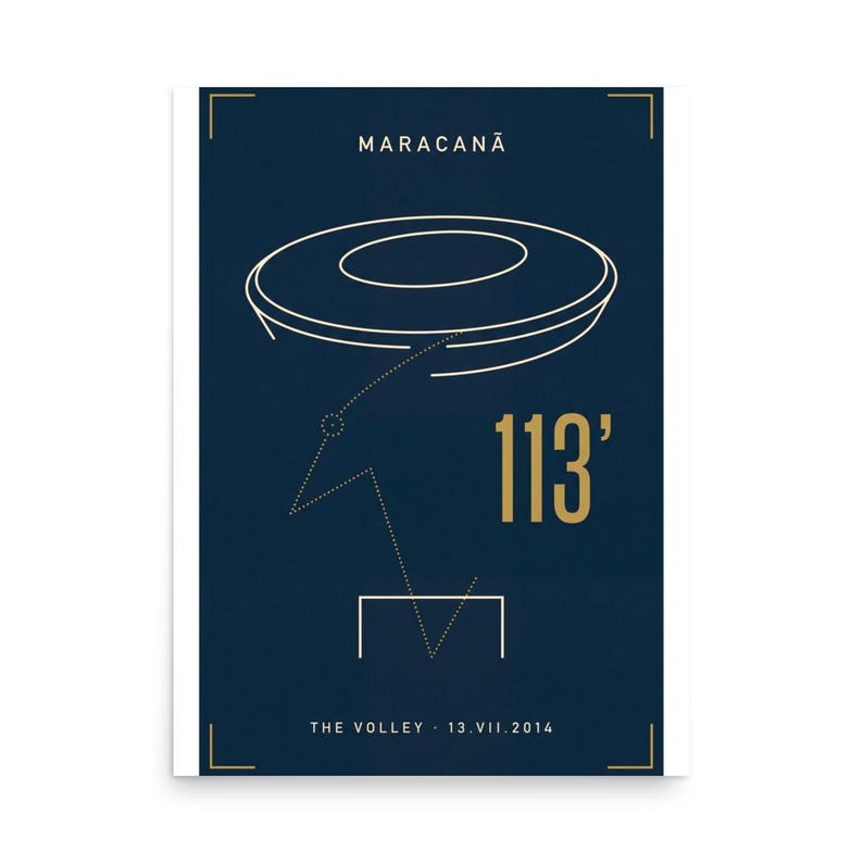 The Volley | 2014 World Cup Final Art Print | The ARCHV Football Poster | Maracanã Rio | Illustrated Wall Art