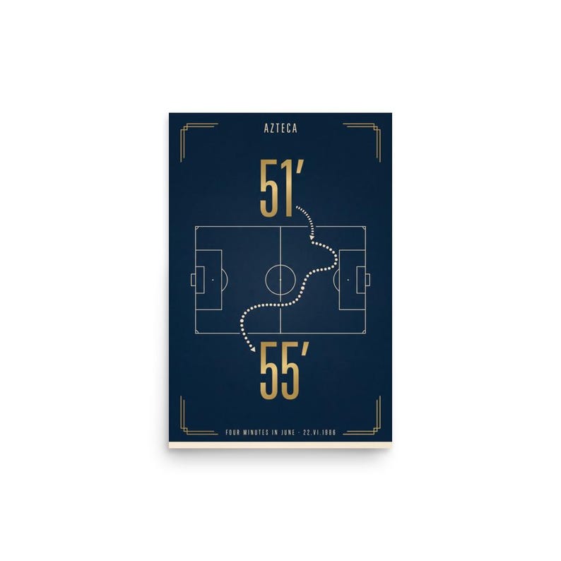 Four Minutes In June | 1986 World Cup Final Art Print | The ARCHV Football Poster | Azteca Mexico City | Illustrated Wall Art