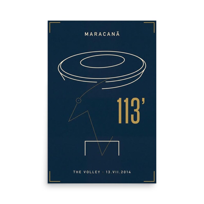 The Volley | 2014 World Cup Final Art Print | The ARCHV Football Poster | Maracanã Rio | Illustrated Wall Art