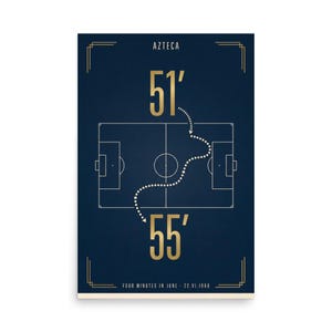 Four Minutes In June | 1986 World Cup Final Art Print | The ARCHV Football Poster | Azteca Mexico City | Illustrated Wall Art