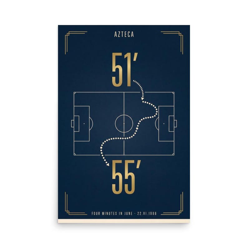Four Minutes In June | 1986 World Cup Final Art Print | The ARCHV Football Poster | Azteca Mexico City | Illustrated Wall Art