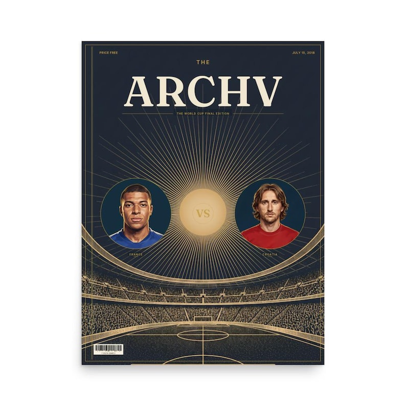 Moscow 2018 Football Final Poster, Illustrated Magazine Cover Print, Vintage Style Soccer Wall Art, Football Gift