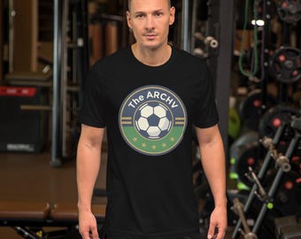 Camiseta con el logo de ARCHV / Camiseta minimalista de archivo de fútbol / Camiseta unisex de algodón premium / Estilo futbolístico azul marino y crema