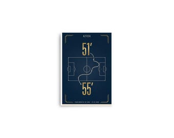 Cuatro minutos en junio / Lámina artística de la final de la Copa Mundial de 1986 / Póster de fútbol ARCHV / Azteca Ciudad de México / Arte mural ilustrado