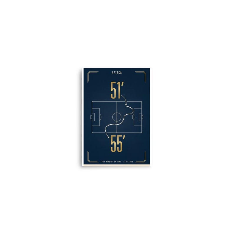 Four Minutes In June | 1986 World Cup Final Art Print | The ARCHV Football Poster | Azteca Mexico City | Illustrated Wall Art