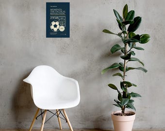 La rivoluzione tattica / Stampa artistica di calcio del 1958 / Quadro illustrato di calcio ARCHV / Decorazione minimalista per tattiche e allenamento