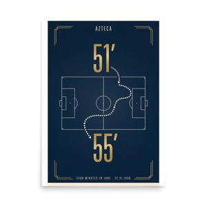 Four Minutes In June | 1986 World Cup Final Art Print | The ARCHV Football Poster | Azteca Mexico City | Illustrated Wall Art