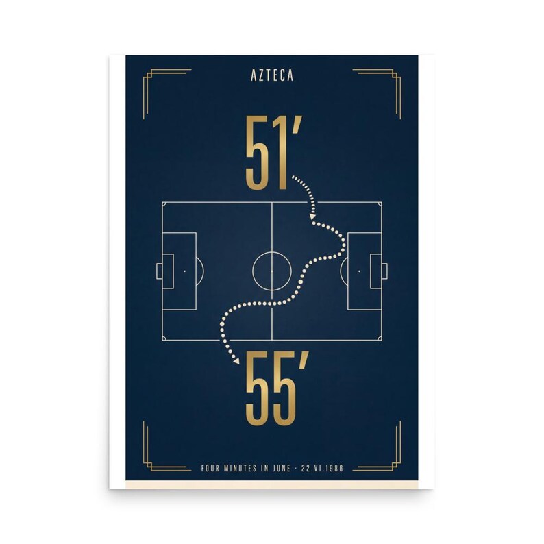 Four Minutes In June | 1986 World Cup Final Art Print | The ARCHV Football Poster | Azteca Mexico City | Illustrated Wall Art