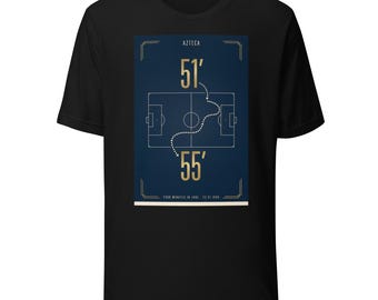 Azteekse T-shirt 1986 | Vier minuten in juni | T-shirt voetbal | Minimalistisch voetbalshirt | Cadeau voetbalfan