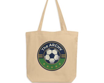 The ARCHV Tote Bag | Organic Cotton Canvas Book Bag | Minimalist Football Archive Shopper | Navy & Cream Soccer Heritage