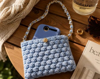 Patrón de bolso de ganchillo para móvil en PDF / Patrón de funda para móvil a ganchillo / Tutorial de bolso bandolera para móvil / Patrón de bolso de ganchillo para principiantes