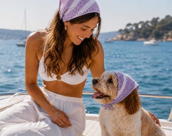 Patrón de pañuelo de punto en PDF, patrón de bandana para tejer, patrón de bandana para perro, patrón de bufanda para la cabeza, patrón de punto fácil, descarga instantánea.