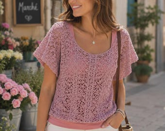 Lace Crochet Top Smmer Pattern PDF, Summer Boho Shirt Crochet Tutorial, Lightweight Women’s Top Pattern, Festival Crochet Clothing