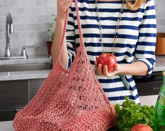 Patrón PDF para bolso de mercado de punto calado, patrón fácil para bolso de mano de punto, bolsa de la compra reutilizable, bolsa de compras de malla, patrón para bolso de playa de punto