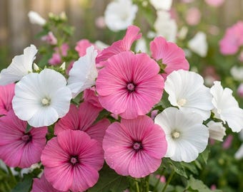 30+ gemengde rozenkaasjeskruidzaden | Roze en witte malvebloemen | Verse biologische tuinzaden | Makkelijk te kweken sierplanten | Gratis verzending