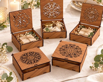 Mandala Gift Box Laser Cut File Bundle, Wooden Keepsake Box Templates with Decorative Lids, Digital Download