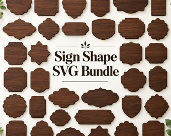 Sign Shape SVG Bundle, Decorative Plaque Templates, Blank Sign Cut Files for Laser Cutting