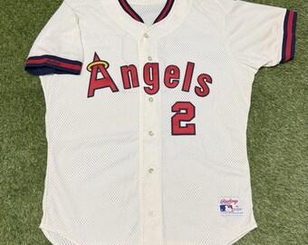 Camiseta auténtica y rara de los California Angels de Rawlings, marca MiUSA, de los años 80-90, número 2, de la MLB, talla 46.
