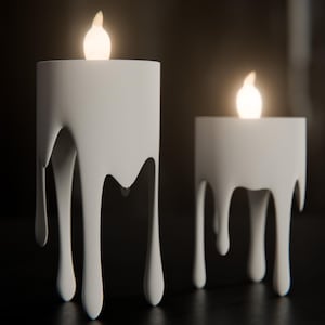 LED Droppande Ljuslykta | Set med Värmeljushållare med Smält Vaxeffekt | Vit Romantisk Vardagsrumsdekoration | Flytande Ljus