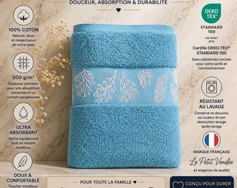Luxury Cotton Bath Towel, 500 GSM Premium Towel, OEKO-TEX Certified, Soft Absorbent Bathroom Towel