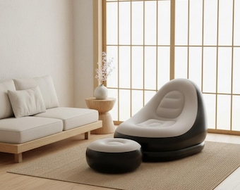 Inflatable Sofa Bed with Footrest | Foldable Air Lounge Chair