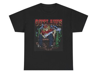 Outlaws grafische T-shirt retro uniseks zwaar katoenen T-shirt