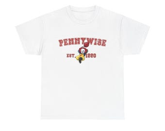 Pennywise grafisch T-shirt vintage horrorfilm, uniseks zwaar katoenen T-shirt