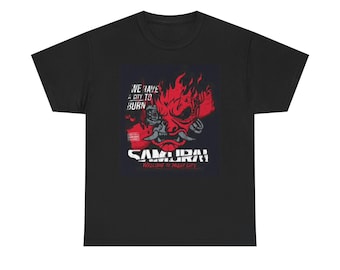 Samurai graphic T-shirt Vintage Art, uniseks zwaar katoenen T-shirt