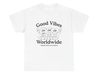 Good Vibes Worldwide Graphic T Shirt NEW ADULT Unisex Heavy Cotton Tee