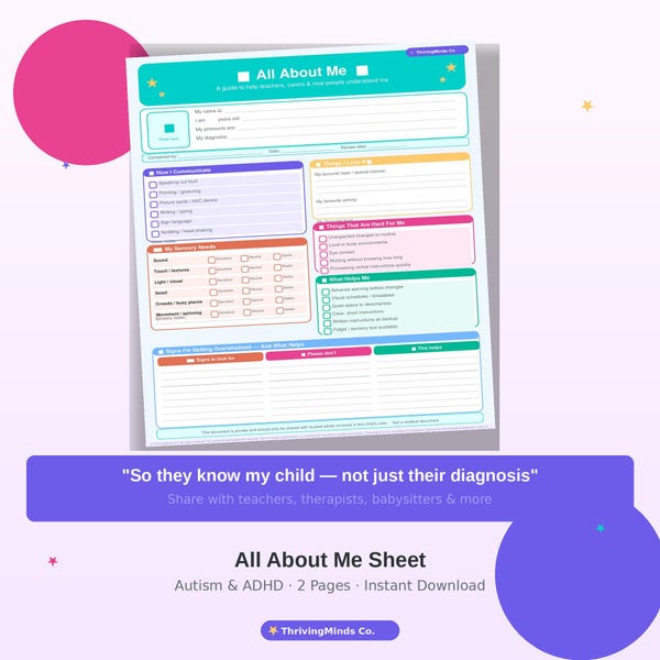 All About Me Chart