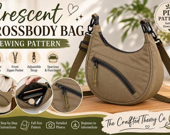 Naaipatroon halve maan crossbodytas | Nylon tas met rits voor beginners (pdf-download)