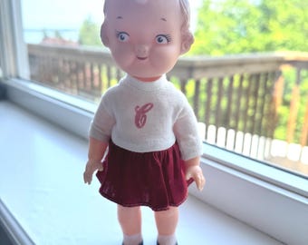 Vintage 1950's Campbell Kid Doll with Cheerleader Outfit - Original Outfit