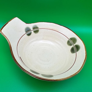 Vintage Japanese Speckled Ceramic Tonsui Bowl – Hand-Painted Minoyaki Pottery Side Handle