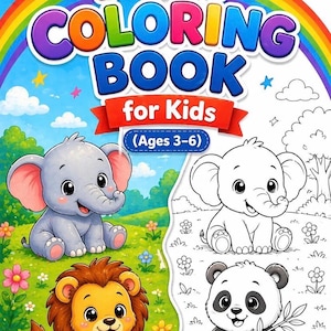 Animal Coloring Book for Kids | 20 Pages with Color References (Digital Download)