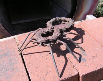 Hand made spider out of recycled bicycle chain approx. 6x6