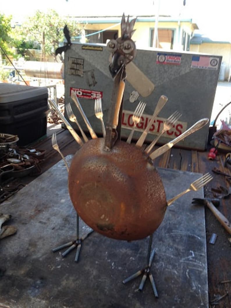 METAL CHICKEN / TURKEY recycled welded metal art yard art