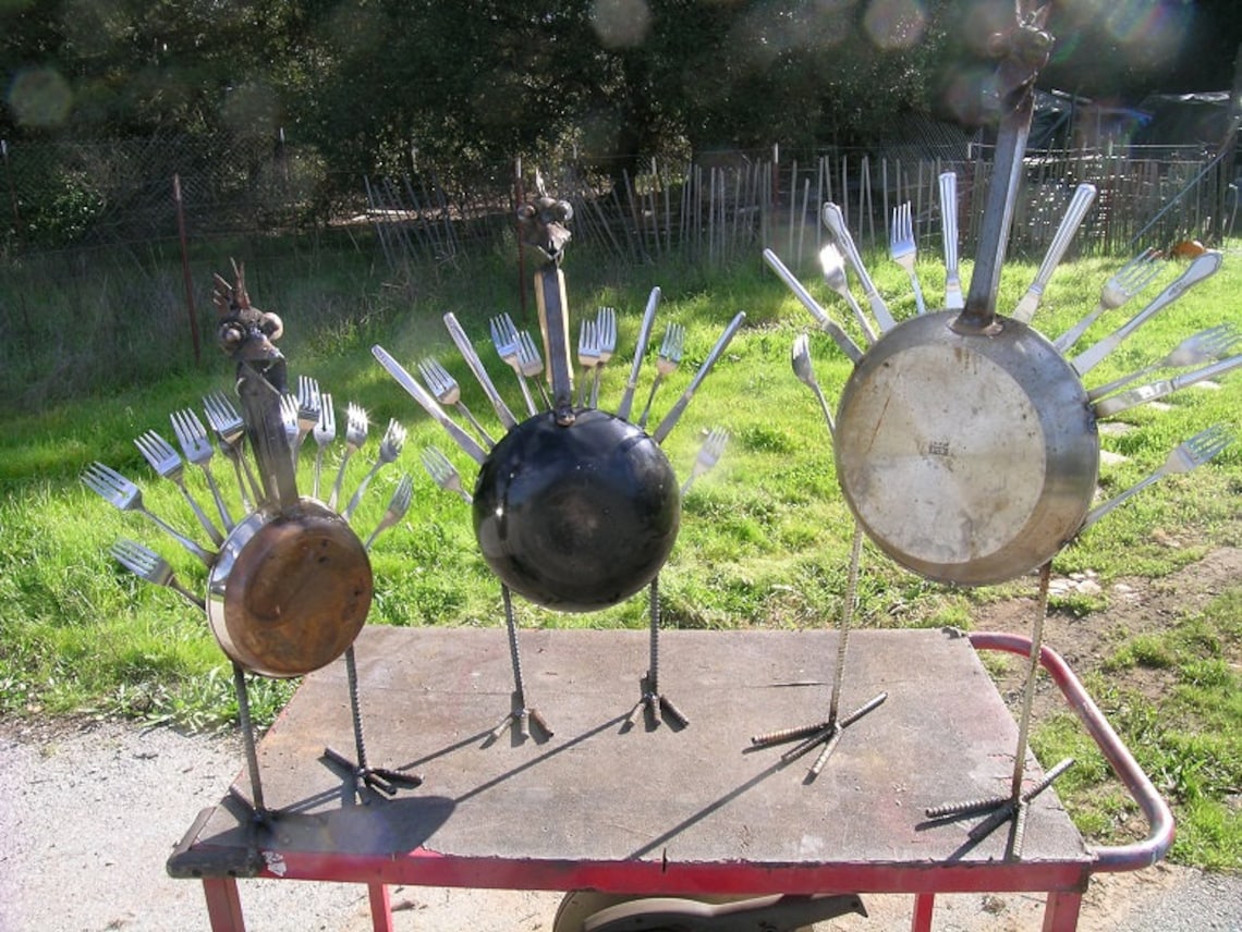 METAL CHICKEN / TURKEY Recycled Welded Metal Art Yard Art Etsy