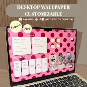 MacBook-Desktop-Hintergrundbild | Anpassbare Canva-Vorlage + Ordnersymbole