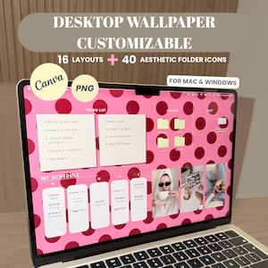 Macbook bureaubladachtergrond | Aanpasbare Canva-sjabloon + mappictogrammen