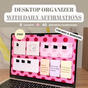 Organizer Wallpaper with Manifestation Cards and Folder Icon Set for Mac & Windows
