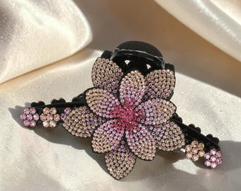 Rhinestone Hair Claw Clip, Large Flower Hair Clip for Women and Girls, Hair Pins Accessories - Wedding Bridal Hair Pins Accessories for Her