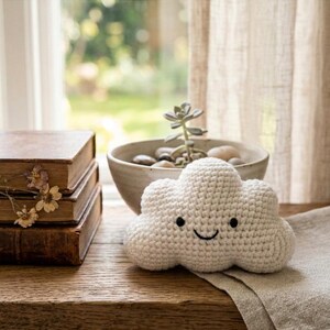 Crochet Cloud Pattern, Amigurumi Smiley Cloud PDF, Beginner Plushie Tutorial, Nursery Decor Gift