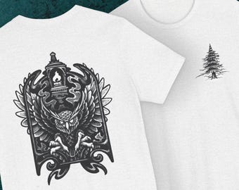 Original Tuschezeichnung T-Shirt, Handgezeichnete Baum Illustration, Baumwoll-T-Shirt