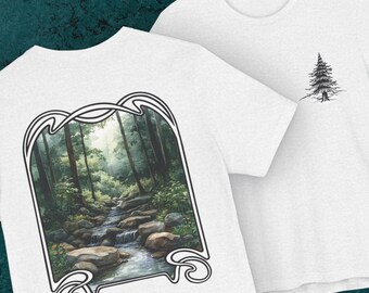 Aquarell Waldbachlauf T-Shirt, Jugendstil Nature Tee